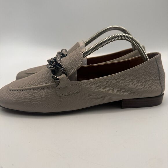 Donald Pilner Bethany Soft Light Gray Pebbled Leather Chain Loafers Woman’s 10 - Picture 1 of 10